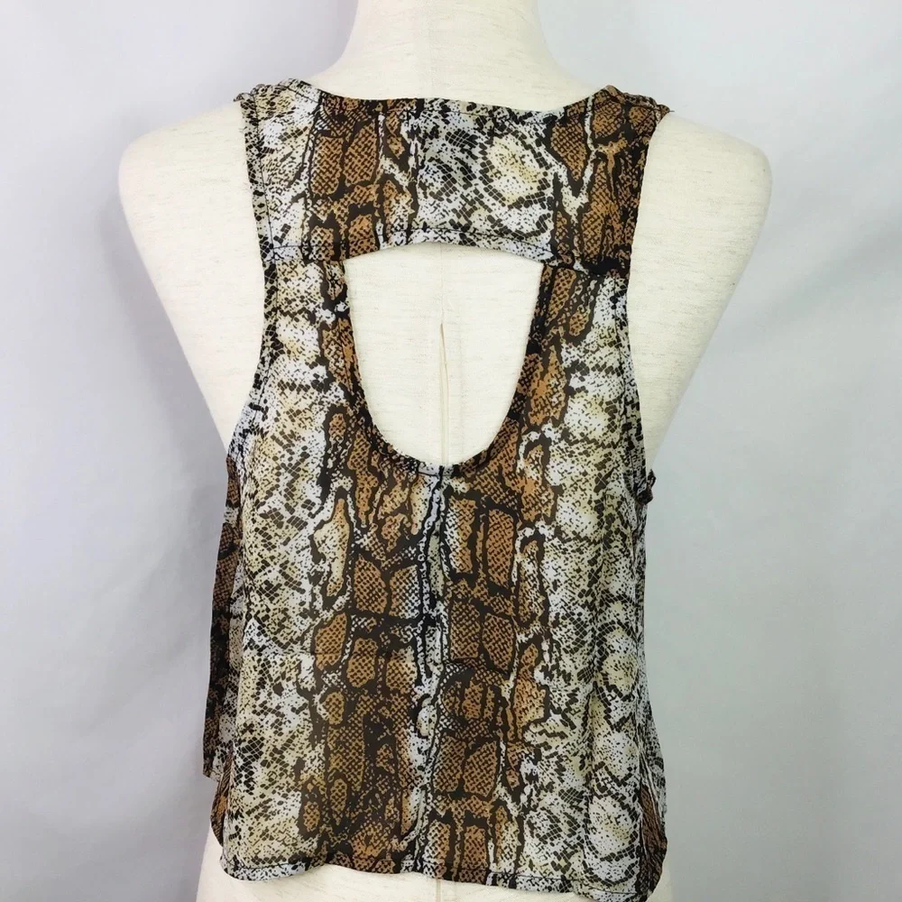 Nwot Timing Tank Top Size Small Crop Snakeskin Animal Print Black Brown - Picture 4 of 10